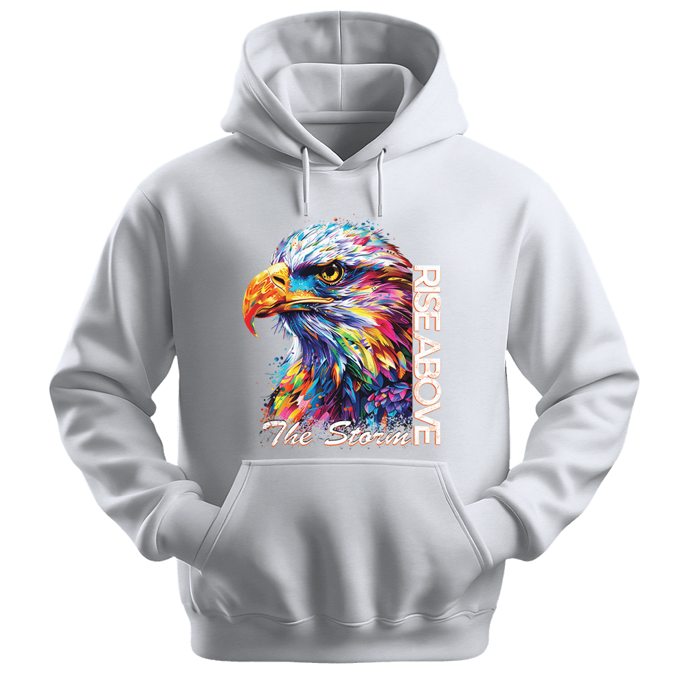 Rise Above The Storm - Eagle Unisex Hoodie - Inspirational Apparel - Unisex Hoodie | Gildan 18500 - White. - S