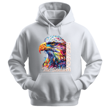 Rise Above The Storm - Eagle Unisex Hoodie - Inspirational Apparel - Unisex Hoodie | Gildan 18500 - White. - S
