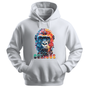 Stay Curious - Gorilla Unisex Hoodie - Positive Hoodie - Unisex Hoodie | Gildan 18500 - White. - S