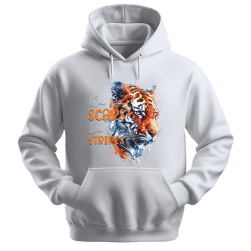 Wear Your Scars Like Your Stripes - Tiger Unisex Hoodie - Statement Hoodie - Unisex Hoodie | Gildan 18500 - White. - S