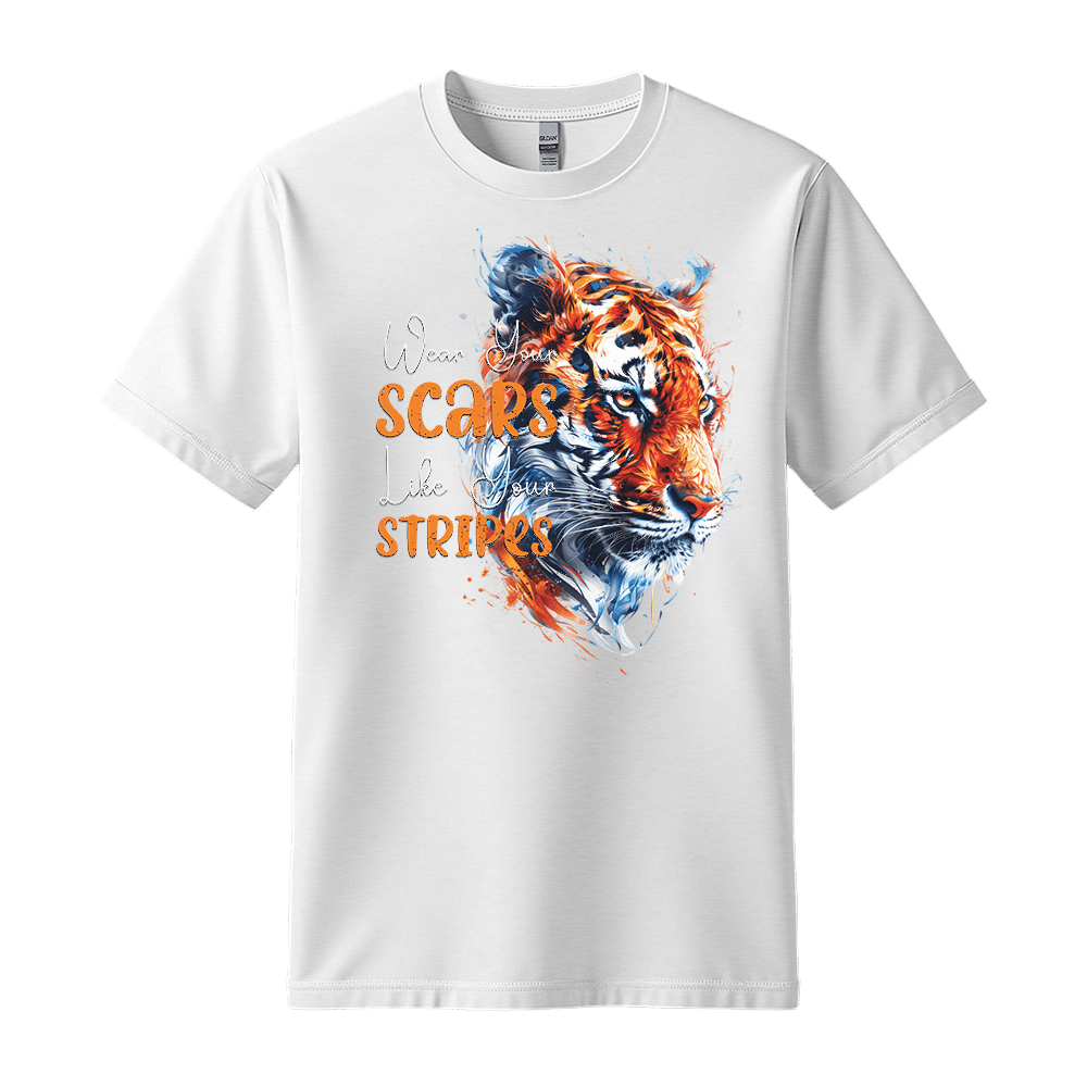 Wear Your Scars, Like Your Stripes - Tiger Unisex T-Shirt - Statement Shirt - Standard (G5000) - White - S