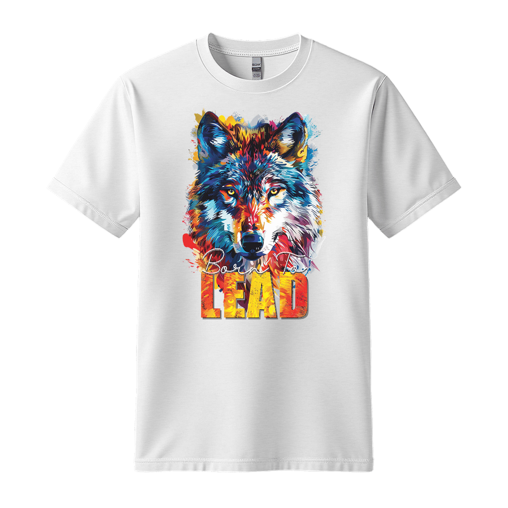 Born To Lead - Wolf Unisex T-Shirt - Motivation Shirt - Standard (G5000) - White - S