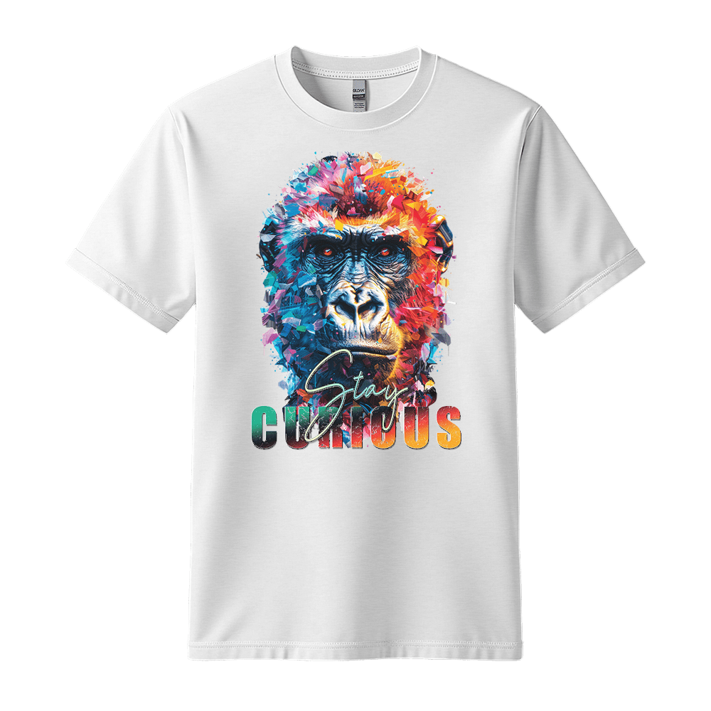 Stay Curious - Gorilla Unisex T-Shirt - Positive Shirt - Standard (G5000) - White - S