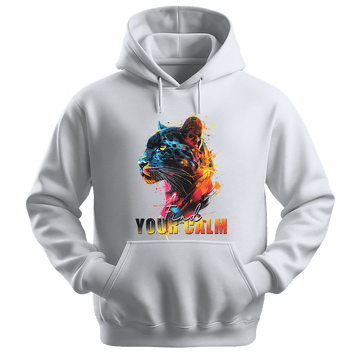 Find Your Calm - Panther Unisex Hoodie - Good Vibes Clothing - Unisex Hoodie | Gildan 18500 - White. - S