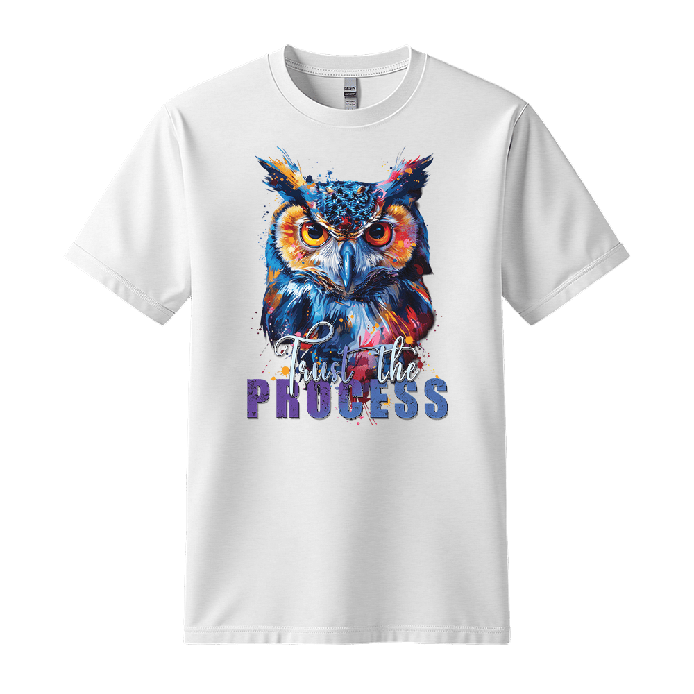 Trust The Process - Owl Unisex T-Shirt - Message Shirt - Standard (G5000) - White - S