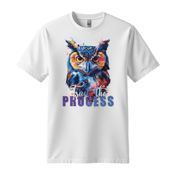 Trust The Process - Owl Unisex T-Shirt - Message Shirt - Standard (G5000) - White - S