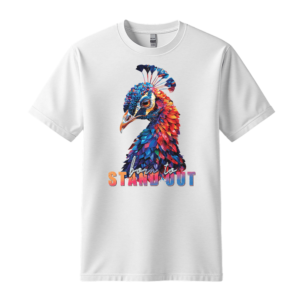 Born To Stand Out - Peacock Unisex T-Shirt - Statement Shirt - Standard (G5000) - White - S