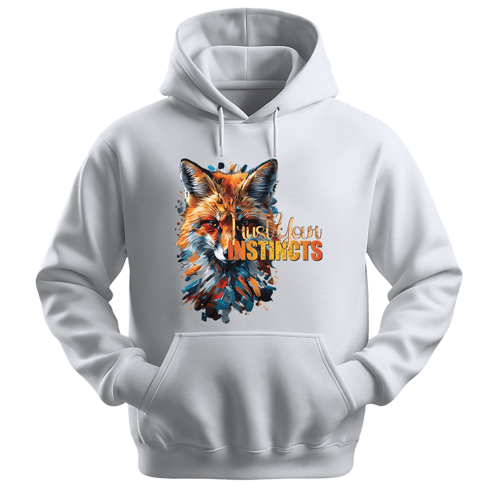 Trust Your Instincts - Fox Unisex Hoodie - Motivation Hoodie - Unisex Hoodie | Gildan 18500 - White. - S