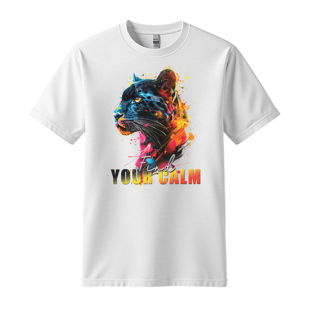 Find Your Calm - Panther Unisex T-Shirt - Good Vibes Clothing - Standard (G5000) - White - S