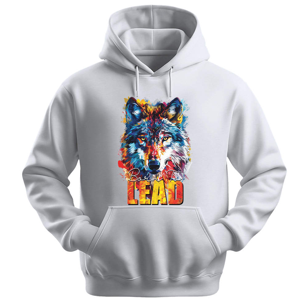 Born To Lead - Wolf Unisex Hoodie - Motivation Hoodie - Unisex Hoodie | Gildan 18500 - White. - S