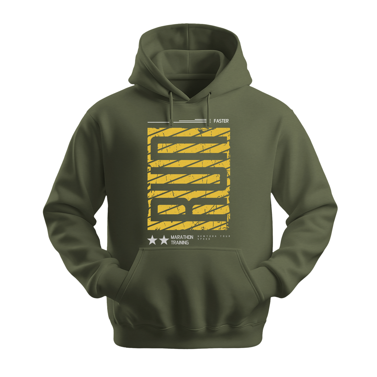 Run Faster Marathon Training - Unisex Hoodie - Athletic Hoodie - Military Green
