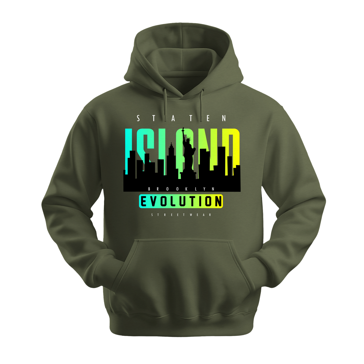 Staten Island Evolution - Unisex Hoodie - City Hoodie - Military Green