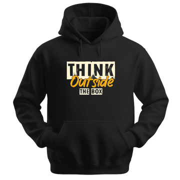 Think Outside The Box - Unisex Hoodie - Typography Hoodie - Black