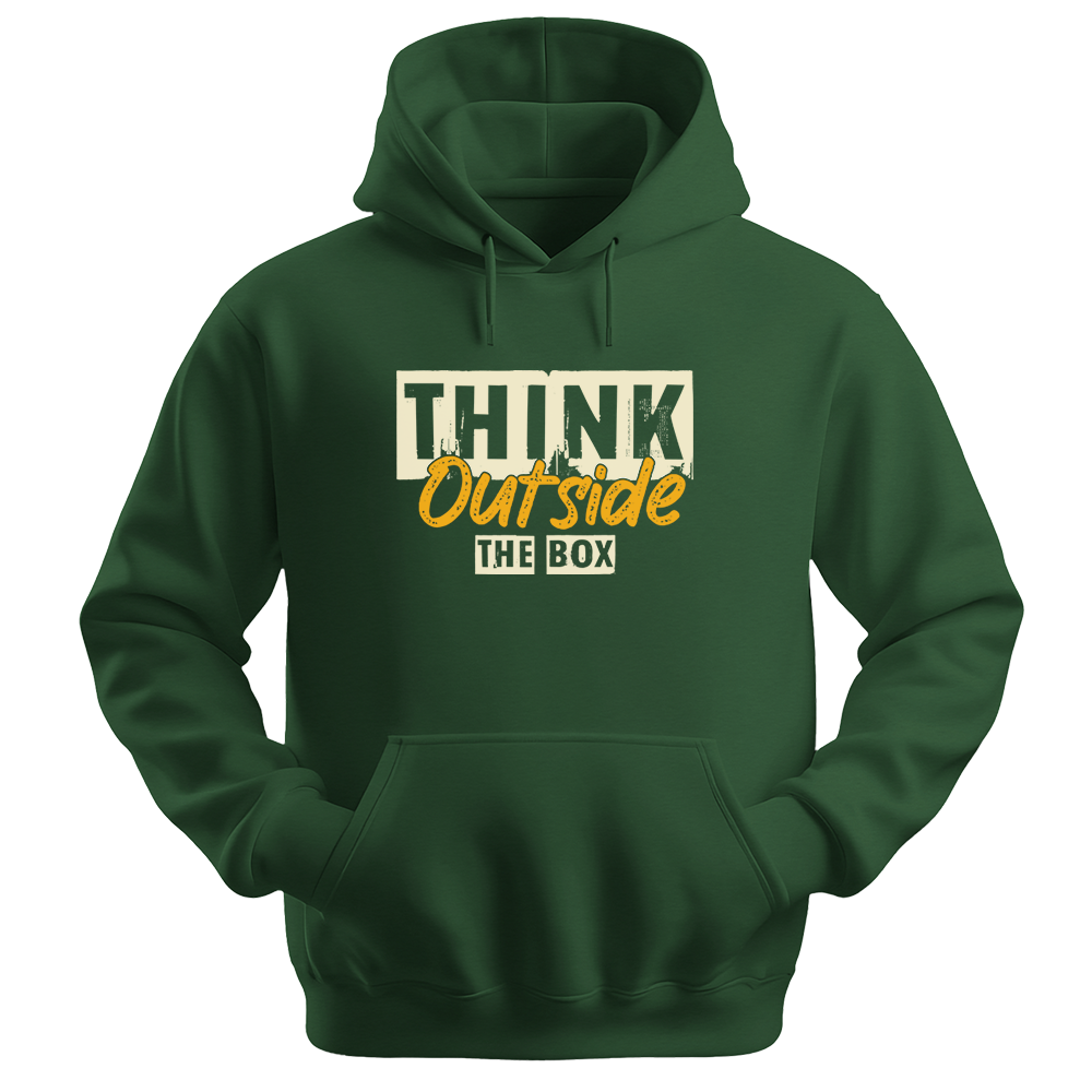 Think Outside The Box - Unisex Hoodie - Typography Hoodie - Forest Green