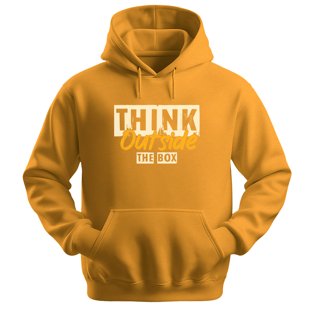 Think Outside The Box - Unisex Hoodie - Typography Hoodie - Gold
