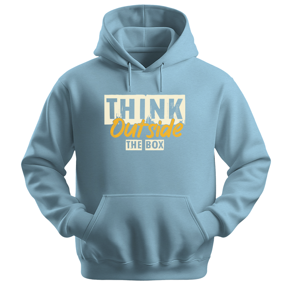 Think Outside The Box - Unisex Hoodie - Typography Hoodie - Light Blue