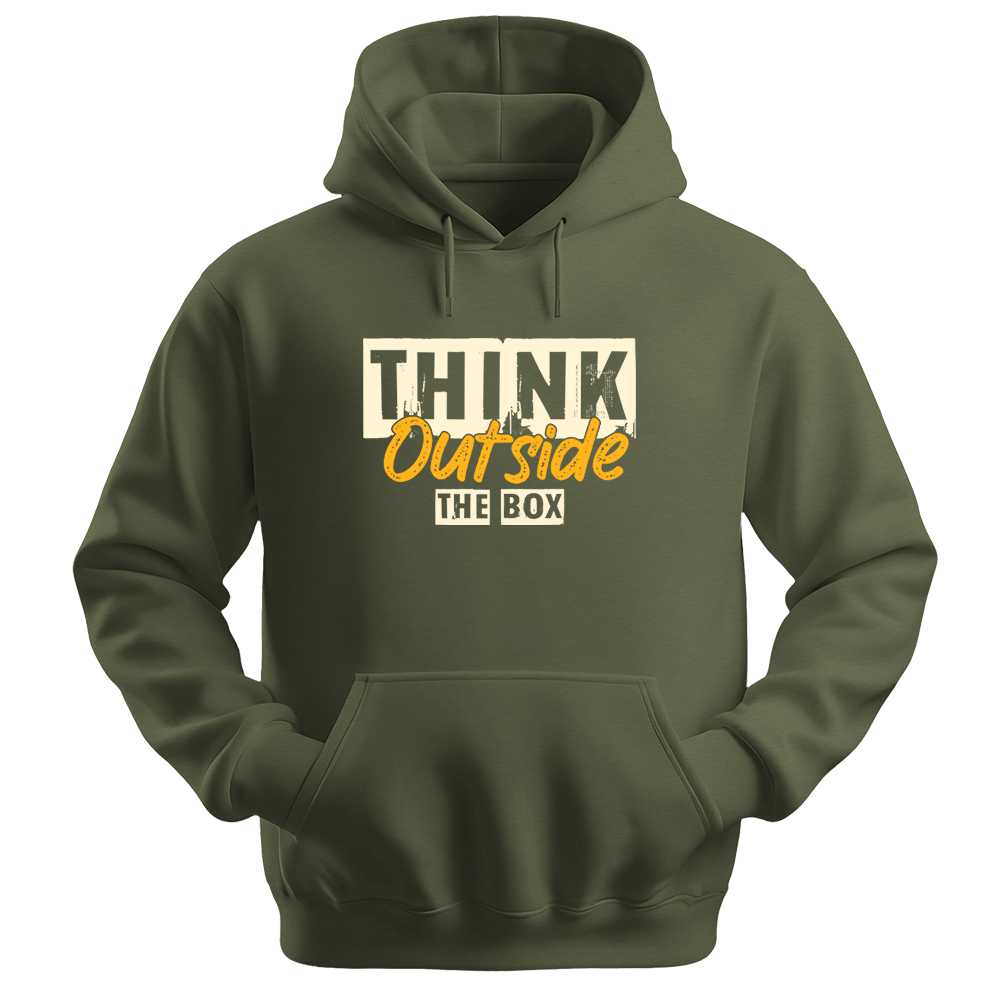 Think Outside The Box - Unisex Hoodie - Typography Hoodie - Military Green
