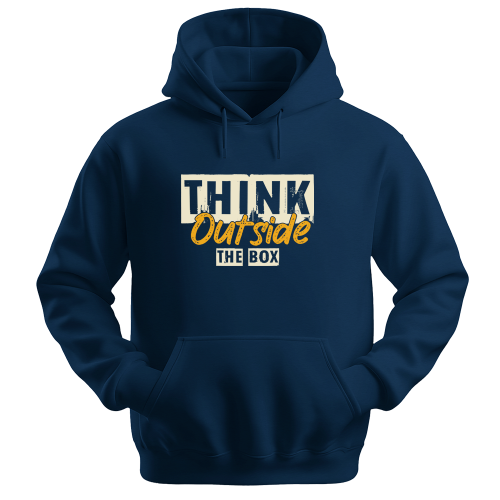 Think Outside The Box - Unisex Hoodie - Typography Hoodie - Navy
