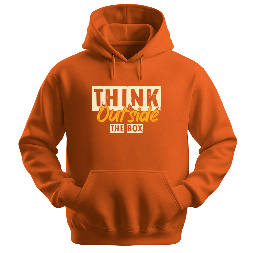 Think Outside The Box - Unisex Hoodie - Typography Hoodie - Orange