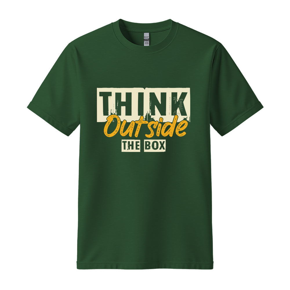 Think Outside The Box - Unisex T-Shirt - Typography Tee - Forest Green