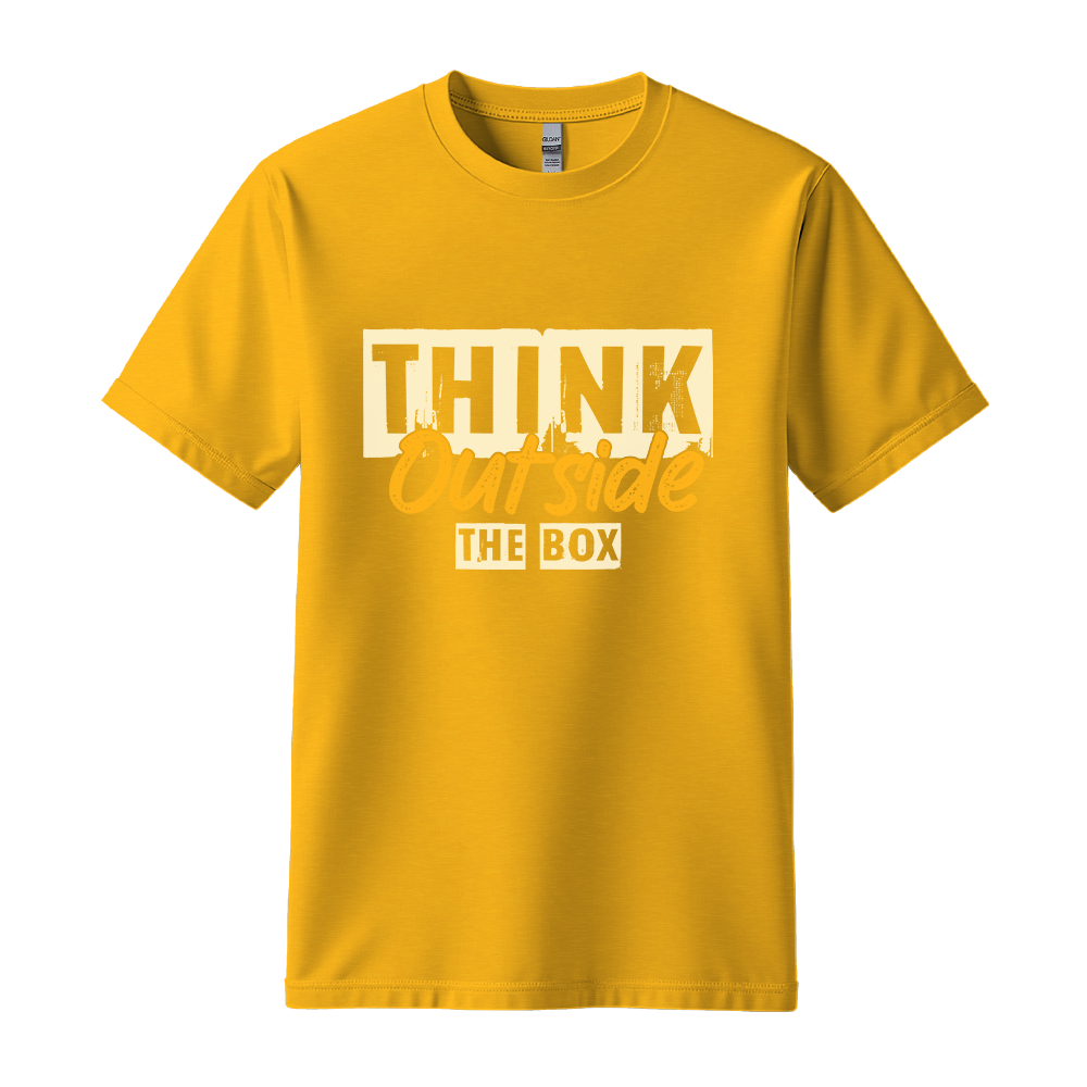 Think Outside The Box - Unisex T-Shirt - Typography Tee - Gold