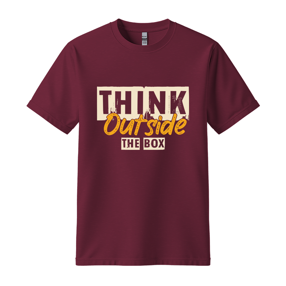 Think Outside The Box - Unisex T-Shirt - Typography Tee - Maroon