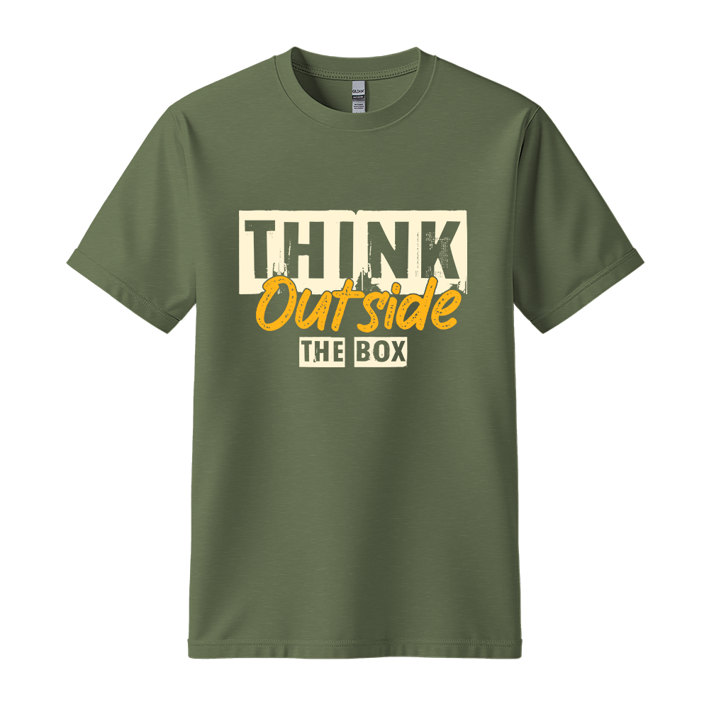 Think Outside The Box - Unisex T-Shirt - Typography Tee - Military Green