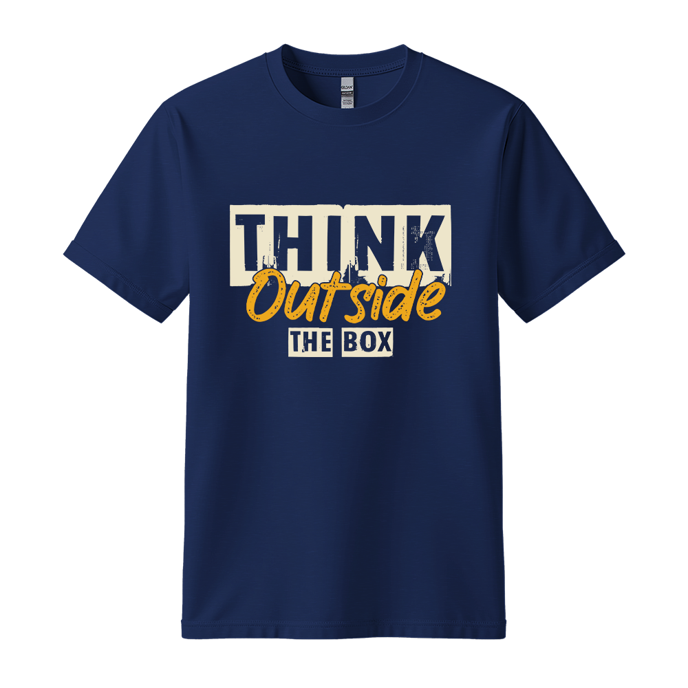 Think Outside The Box - Unisex T-Shirt - Typography Tee - Navy