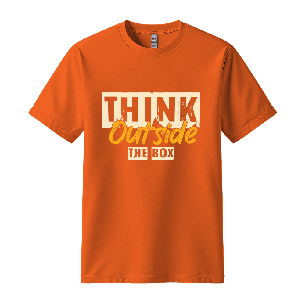 Think Outside The Box - Unisex T-Shirt - Typography Tee - Orange