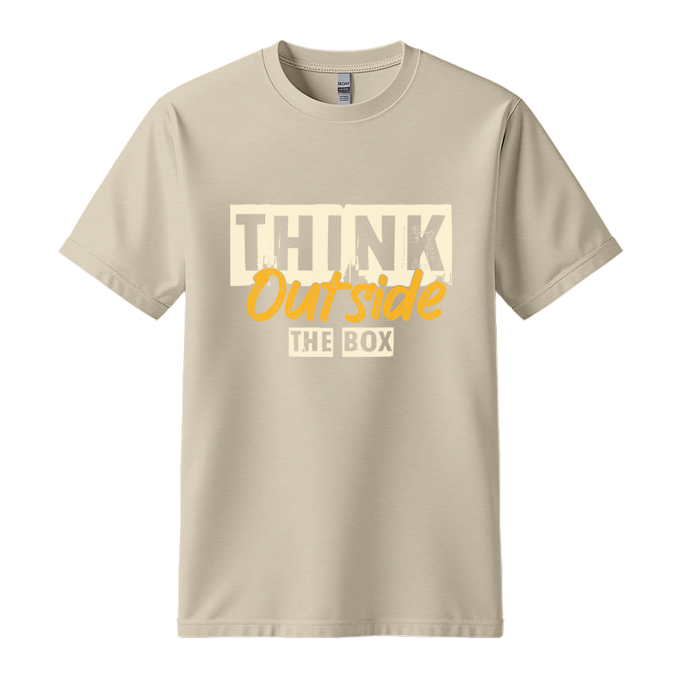 Think Outside The Box - Unisex T-Shirt - Typography Tee - Sand