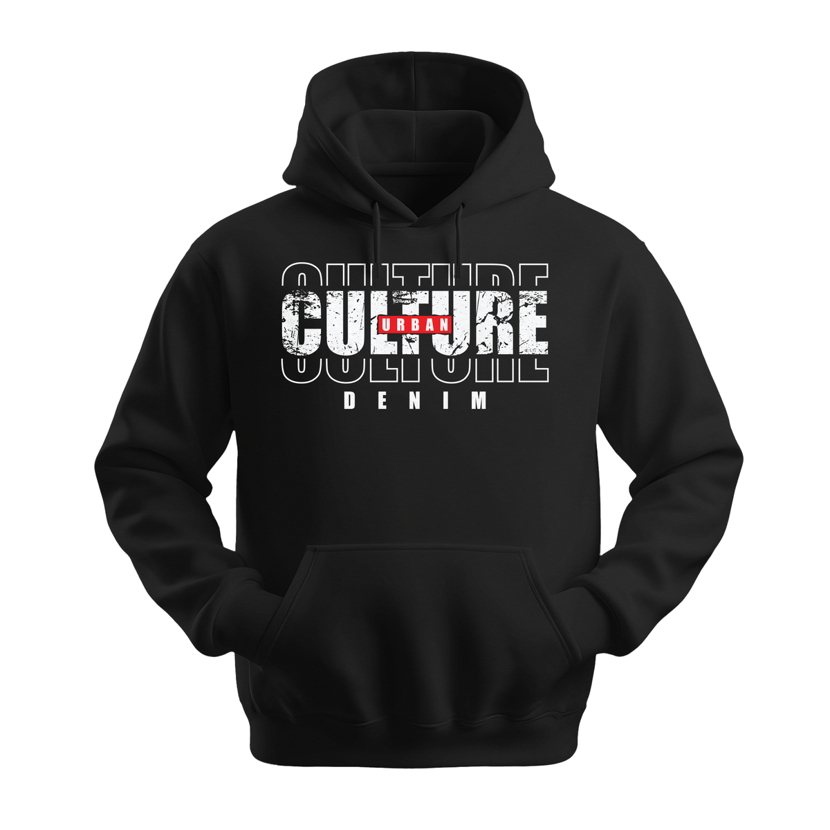 Urban Culture Denim - Unisex Hoodie - Streetwear Hoodie - Black