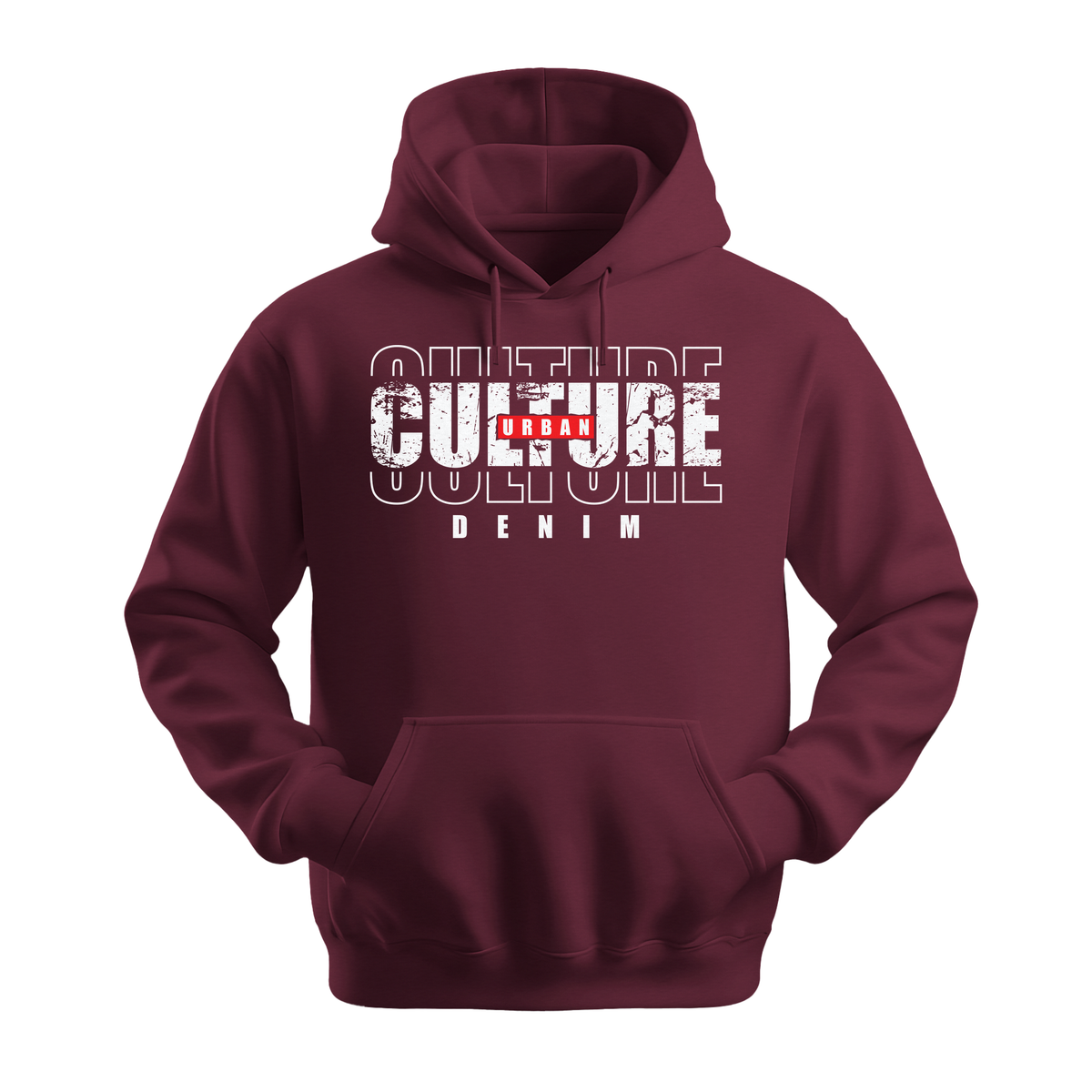 Urban Culture Denim - Unisex Hoodie - Streetwear Hoodie - Maroon
